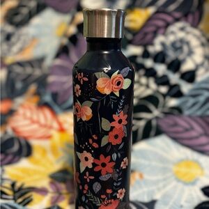 Source Unknown Floral Stainless Steel Bottle - Black and Multicolor